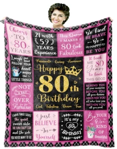 80th Birthday Blanket 80th Birthday Gift for Women - Picture 1 of 2