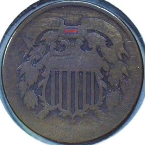 1864 LARGE MOTO U. S. TWO CENT PIECE "UNION SHIELD" - KM# 94 - 23 mm - 2CP 056 - Picture 1 of 7
