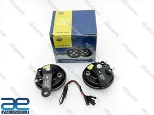 Strong Tone Horn Set Pair Genuine Hella 12v Black Agro Tractor - Picture 1 of 2