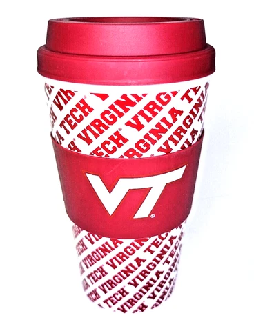 Virginia Tech VT Hokie Spirit Travel Mug  Coffee Tumbler 16oz Tailgate Party Cup Cover