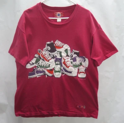 Camisa De Colección Años 90 Converse Pila de Zapatos Hecha en EE. UU. Puntada Única Rara Talla M L Allstar Foto 1 de 4