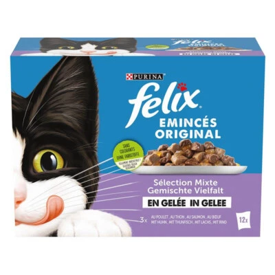96 x 85g Felix Original Pouches in Gelee Katzenfutter Nassfutter Fleisch Fisch