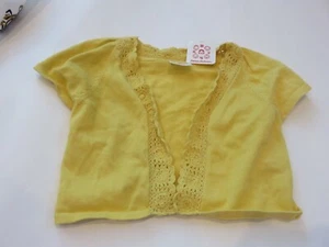 Hanna Andersson Girls Crop Shrug sweater Crochet Lace border Yellow 130 US 8 NWT - Picture 1 of 4