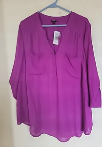 Torrid Blouse Womens 3X Purple Tunic Top Sheer 3/4 Sleeve NEW - Picture 1 of 3