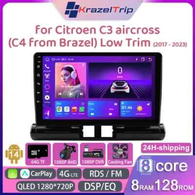 8 Core Car Radio for Citroen C3 Aircorss C4 Low Trim Level 2017-2023 Carplay DSP - Image 1 of 4