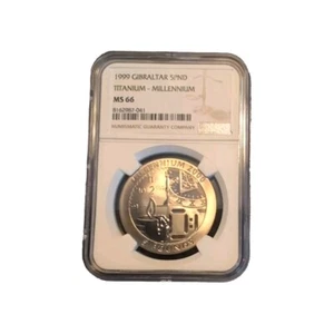 1999 Gibraltar 5 Pound Coin Titanium Millennium 2000 MS 66 NGC Uncirculated - Picture 1 of 2