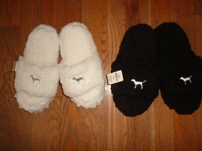 VICTORIAS SECRET PINK SHERPA DOG SLIPPERS CHOICE NWT - Image 1 of 2