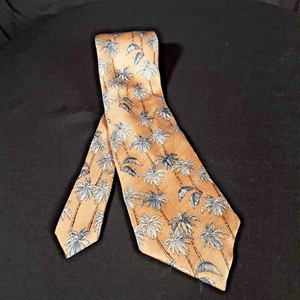 Palm Tropics Aloha Hawaiian Palm Tree Neck Tie Yellow and Blue - Picture 1 of 9