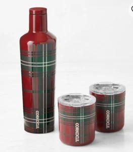 Williams Sonoma Corkcicle® 25oz Canteen and 12oz Buzz Cups Set - Red Tartan - Picture 1 of 7