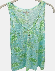 Lilly Pulitzer Women's Boho Get Crackin Hartley Tank Top Size XS Blue Green - Picture 1 of 12