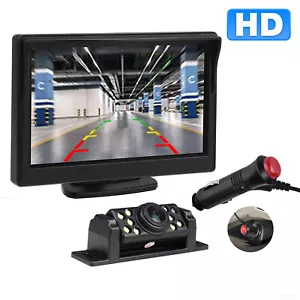 5" Car Monitor 9 LEDs COMS Reverse Backup Camera Night Vision Waterproof 12v Kit - Picture 1 of 12