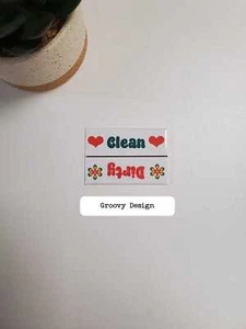 Dishwasher Magnet Groovy Design | Dirty Clean Magnet | 3" x 2" - Picture 1 of 2