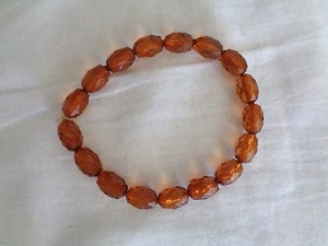 Orange/braunes ovales Perlenarmband (#6274) - Bild 1 von 3