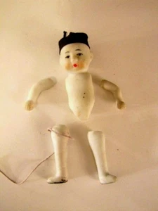 Vintage Junge Japan japanische Biskuit Puppe mit Zopf, Schnur verbunden - Bild 1 von 4