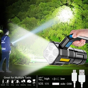 2000000 Lumens LED Flashlight Tactical Light Super Bright Torch USB Rechargeable - Picture 1 of 24