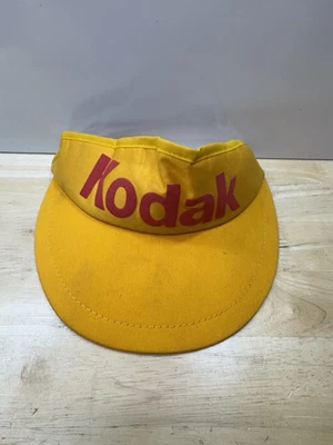 RARE Vtg 1980's KODAK Visor Hat Yellow Red Letters Golf Beach Sun Adjust - Image 1 of 3