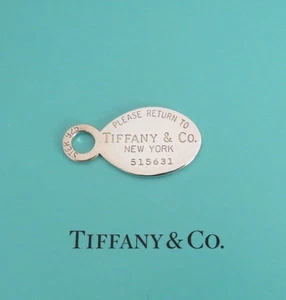 VINTAGE OVAL STERLING PLEASE RETURN TO TIFFANY & CO NEW YORK TAG CHARM 515631 - Picture 1 of 2