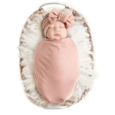 Juego de diadema manta de recepción de enfermería rosa ultra suave para bebé 32" x 32" Foto 1 de 4