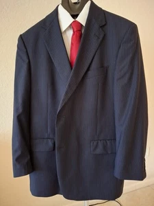 Daniel Cremieux  Sport Coat Blue Pinstripes  46R Loro Piana Made For Dillards - Picture 1 of 6