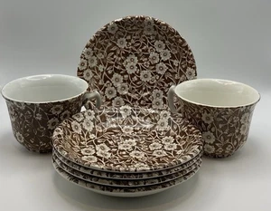 Tazas y 5 platillos Royal Crownford, Calico Brown, Staffordshire, Inglaterra 2-1960 - Imagen 1 de 7
