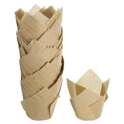 150 Stück Tulpen Backförmchen Cupcake Muffins Liner Papier (3,1" x 2", Braun) - Bild 1 von 4