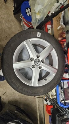 4 Alufelgen VW Vortex Aspen 6Jx16 H2 ET 48 mit Ganzjahresreifen 205/55 R 16 91 H - Bild 1 von 4