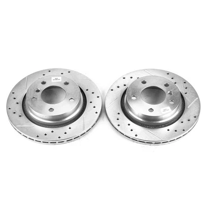 PowerStop Evolution Drilled Slotted Rotors Pair Rear For BMW 328i - Image 1 of 3