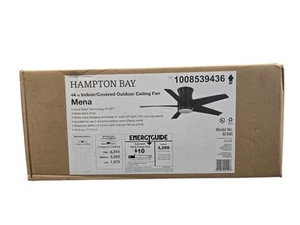 Hampton Bay 92400 Mena 44" LED Matte Black Hugger Fan+Light Kit+Remote NEW - Picture 1 of 10