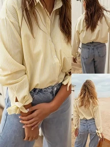 Comfortable Women's Striped Shirt Loose Fit for Spring and Summer Days - Picture 1 of 53