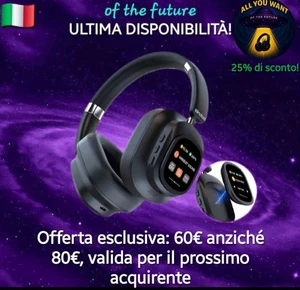 CUFFIE BLUETOOTH 5.3 over-ear wireless ANC PIEGHEVOLI 40 ore di autonomia  - Photo 1 sur 6