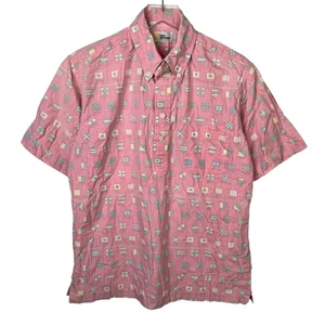 Reyn Spooner Vintage 60s Hawaiian Reverse Pattern Flags Pullover Shirt Large - Picture 1 of 5