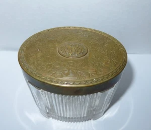 Vantage Art Deco Glass Brass Top Footed Dresser Box 3 1/4" tall - Picture 1 of 7