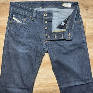 Diesel Jeans Men 31x32 Blue Larkee Straight Leg Dark Wash Denim Made Italy 008Z8 - Picture 1 of 13