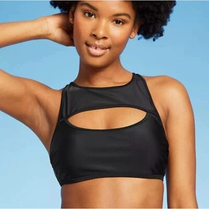 Women's Cut Out High Neck Bikini Top Wild Fable Black XXS - Picture 1 of 12