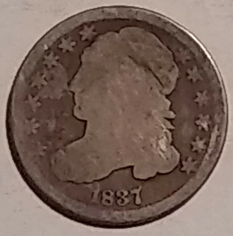 1837   Capped Bust   Silver  Dime   Early Type Coin    Key Date Cover