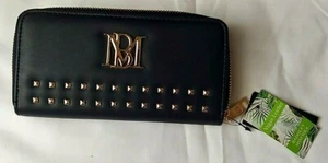 NWT Badgley Mischka Vegan Leather Studded Black Wallet - Picture 1 of 3
