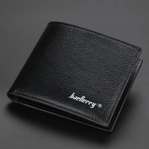 Cartera plegable de cuero para hombre con soporte para tarjeta de crédito con ventana de identificación y bloqueo RFID - Imagen 1 de 25