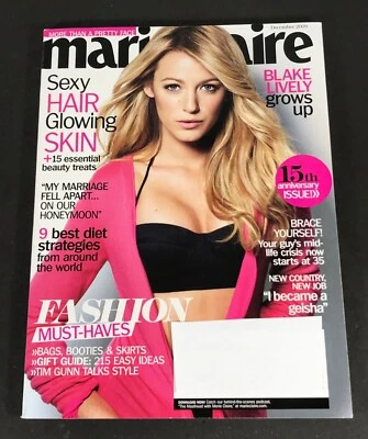 Marie Claire Magazine BLAKE LIVELY Cover December 2009 *Mailing Label* - Image 1 of 4