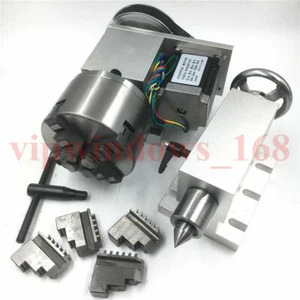 Hollow Shaft Rotary axis 4 Jaw 100mm Chuck CNC 4th Axis CNC Dividing Head - Picture 1 of 12