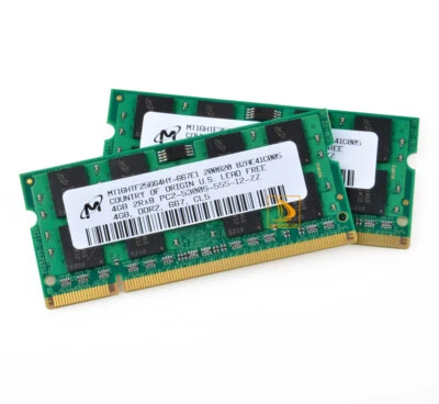 8GB Micron Kits 2x 4GB 2Rx8 DDR2 667Mhz PC2-5300 200Pin RAM Memory Laptop SODIMM - Image 1 of 4