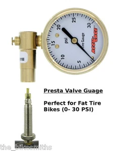 Meiser Accu-Gauge 0-30psi PRESTA Valve Low PSI Tire Gauge Dial Gage Fat Bike - Picture 1 of 4