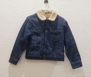 GAP Kids Sherpa Lined Denim Jacket, Dark Wash, Size Large (10) Youth