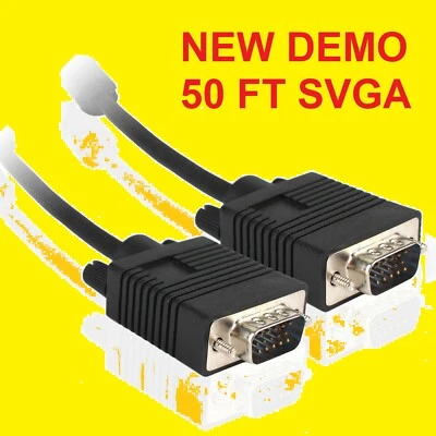 🍀 NEW DEMO! 50' ft SVGA VGA Cable 15 Pin Male to Male Monitor Cord PC TV LOT - Image 1 of 3