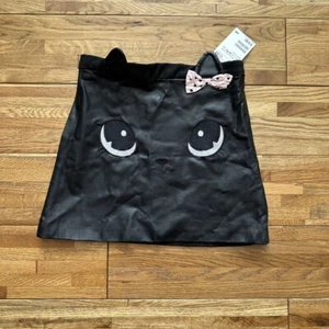 NWT H&M Faux Leather Black Cat Mini Skirt Size 6-7 - Picture 1 of 7