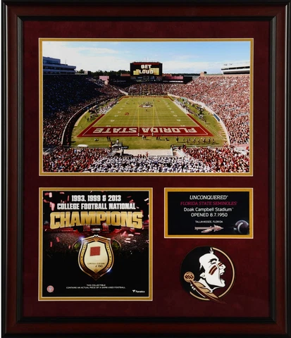FSU Framed 20x24 3-Time Football Champ Collage w/GU Football Cover