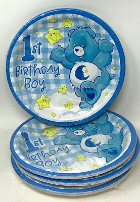 Lote de 4 platos de postre Care Bear Boy’s 1st Birthday 7” ~ 32 platos en total Foto 1 de 2