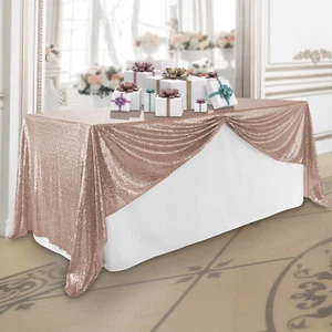 60x102 Rose Gold Sequin Sparkly Table Cover Tablecloth Wedding Party Linens - Picture 1 of 6