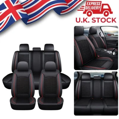 For SEAT Ibiza MK5 NK4 MK3 Black PU Leather Full Set Car Seat Covers Protector - Image 1 of 4