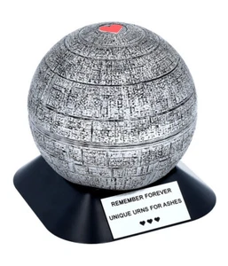 Child urn with red heart like a Death Star from Star Wars Unique theme urn - Picture 1 of 7