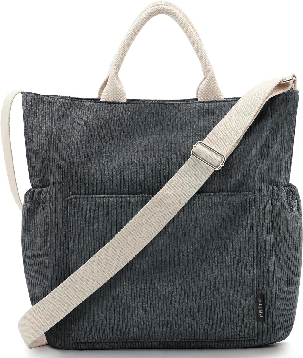 Ghsiuly Corduroy Tote Bag – Large Women's Shoulder Bag With Multiple Pockets, Crossbody Satchel For Work & Daily Use (13.7x5.9x13.7 In) - View #9